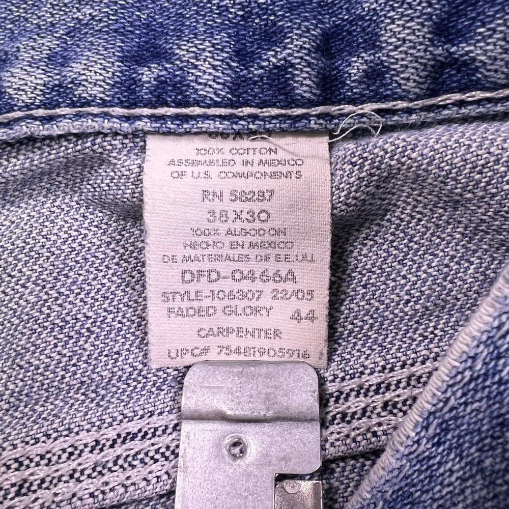 VTG Faded Glory Men's‎ Blue Denim Distressed Wide Leg Carpenter Jeans Size 38x30